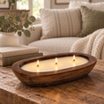 Load image into Gallery viewer, NEW: 3 Wick Natural Wood Dough Bowl - Choose Your Scent