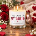 Load image into Gallery viewer, You Light Up My World Starfruit & Mandarin lit candle with rose-gold lid