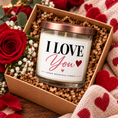 Load image into Gallery viewer, I Love You candle displayed in a Valentine gift box