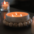 Load image into Gallery viewer, 3 Wick Handmade Beaded Pottery Soy Candle with Tassel