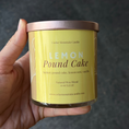 Load image into Gallery viewer, Lemon Pound Cake scented soy candle in whiskey glass jar with colorful labels
