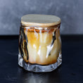 Load image into Gallery viewer, Amber Wave Shaped Glass Candle with Bamboo Lid - Choose Your Scent