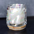 Load image into Gallery viewer, Iridescent Wave Shaped Glass Candle with Bamboo Lid - Choose Your Scent