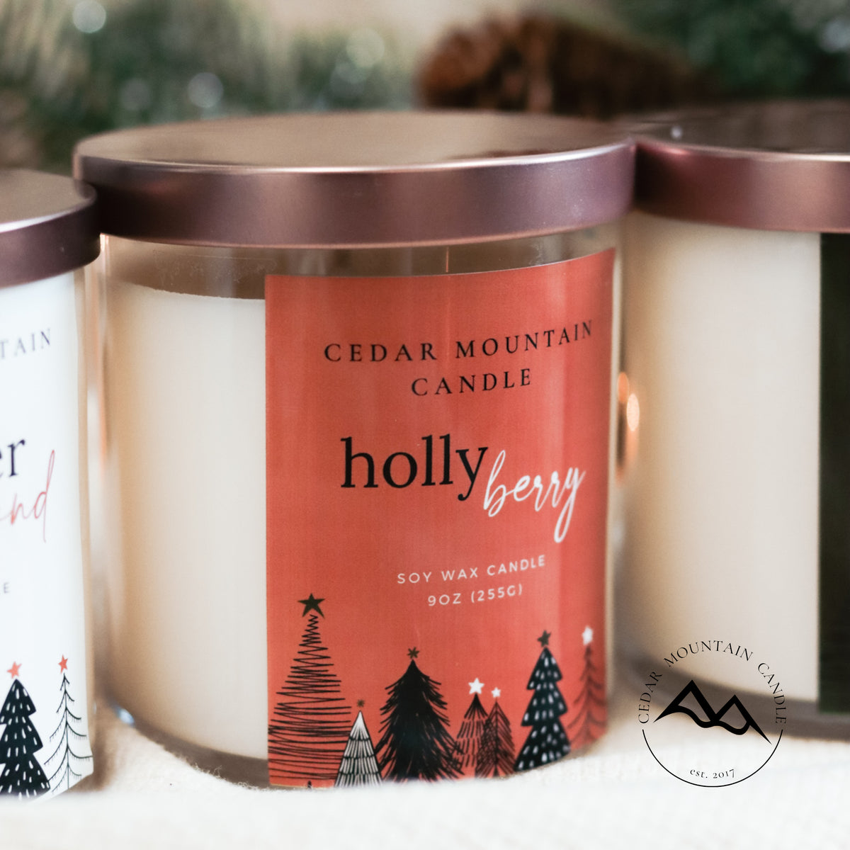 Holly Berry 9 oz Jar Soy Candle – Cedar Mountain Candle