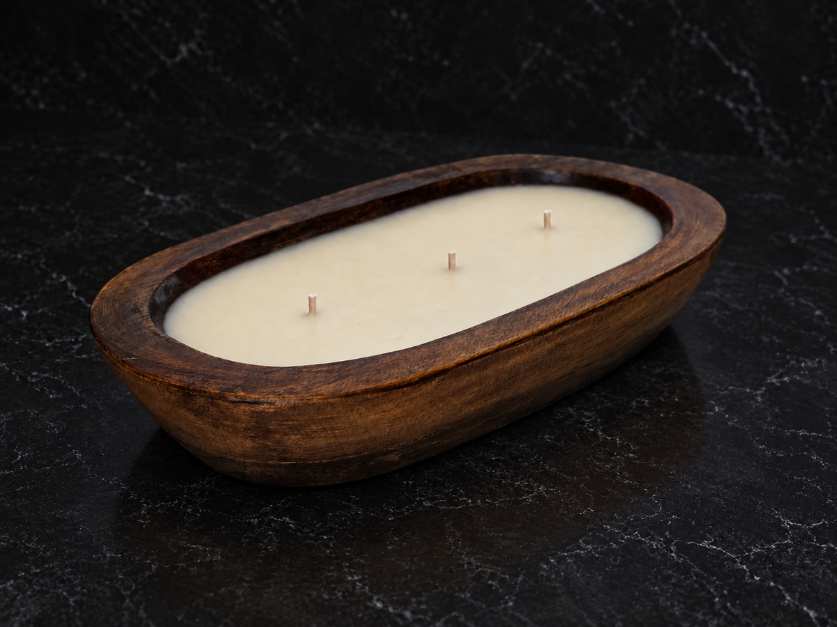 NEW: 3 Wick Natural Wood Dough Bowl - Choose Your Scent