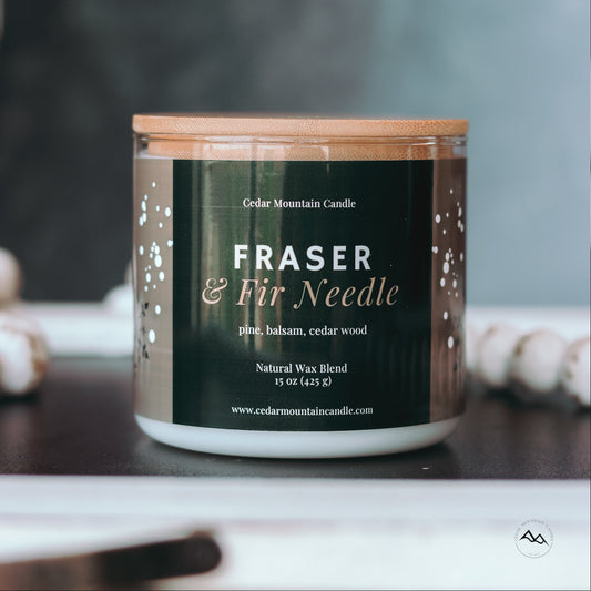 New Look! Fraser & Fir Needle - 3 Wick Jar Candle - Wrap Around Label