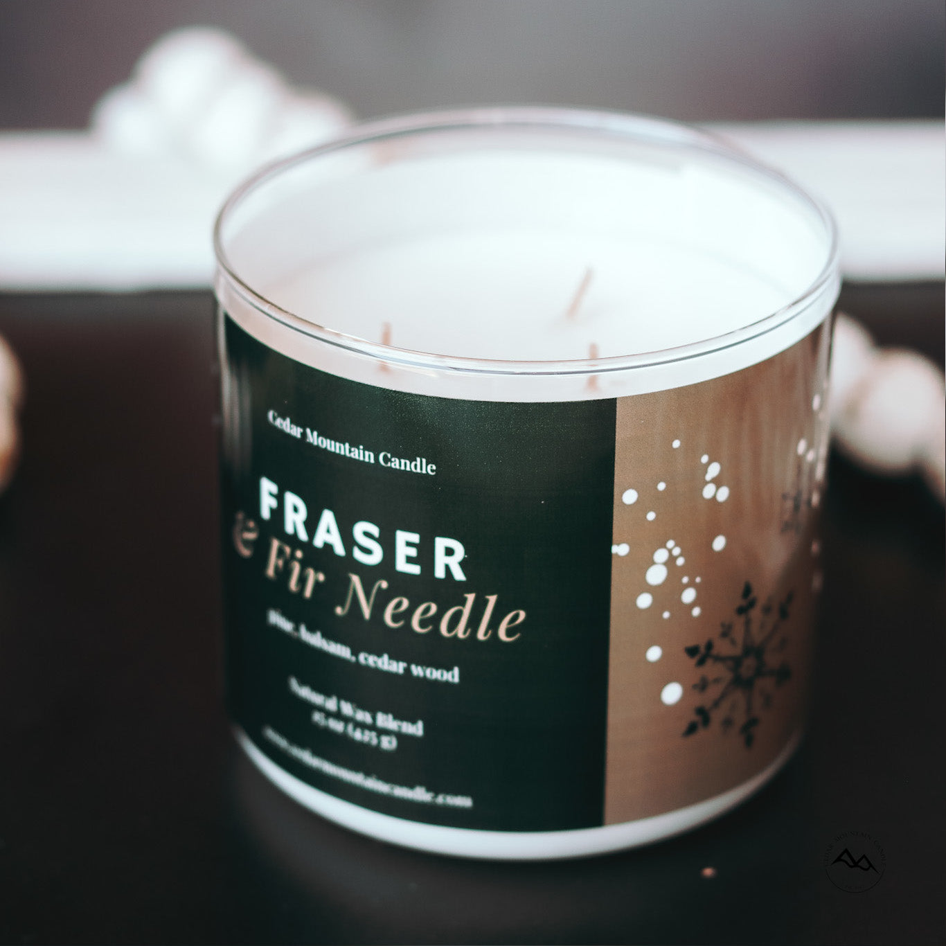 New Look! Fraser & Fir Needle - 3 Wick Jar Candle - Wrap Around Label