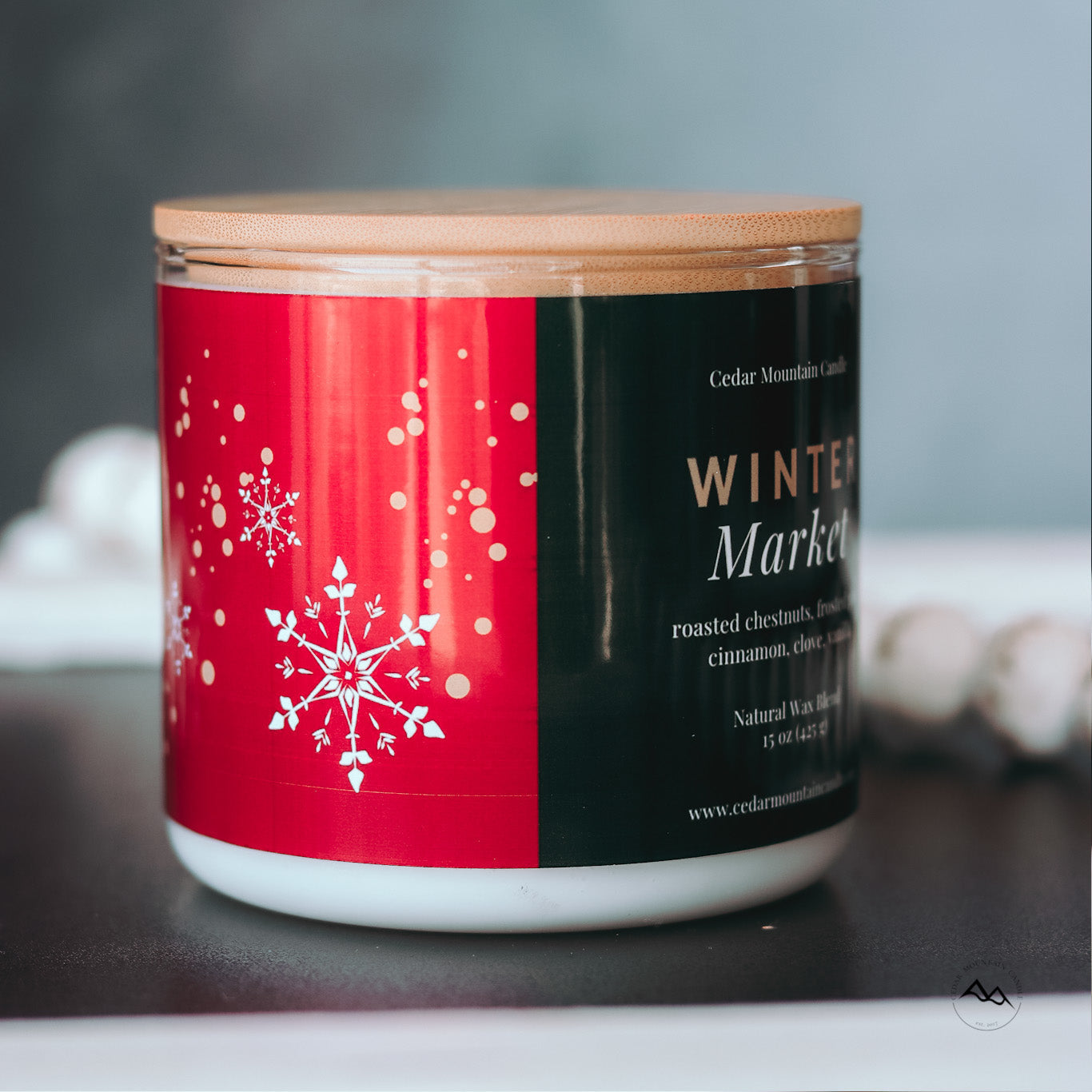 WINTER & HOLIDAY 3 Wick Jar Candle - Wrap Around Label