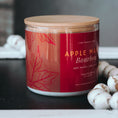 Load image into Gallery viewer, New Look! Apple Maple Bourbon - 3 Wick Jar Candle - Wrap Around Label
