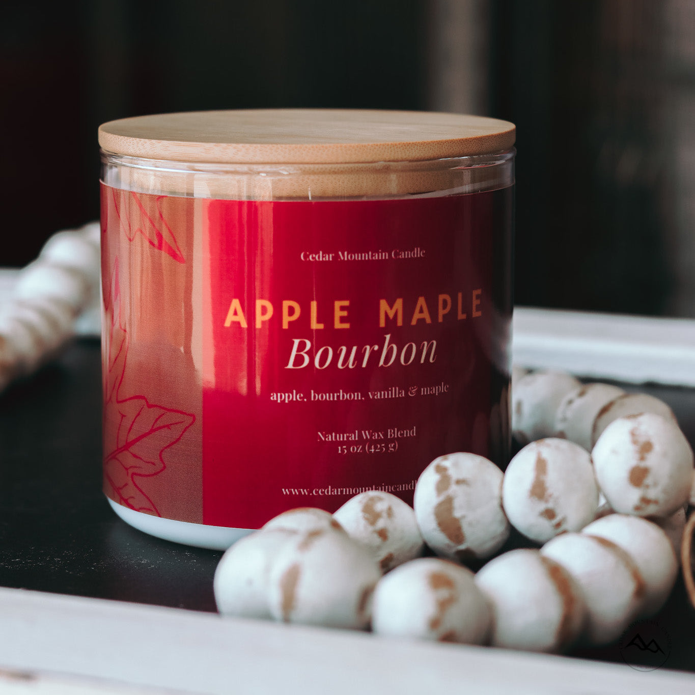 New Look! Apple Maple Bourbon - 3 Wick Jar Candle - Wrap Around Label