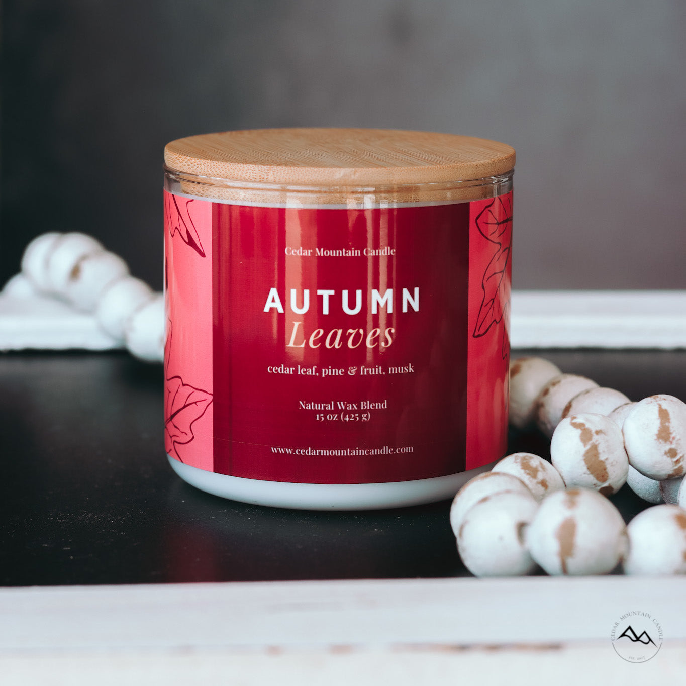 New Look! Autumn Leaves - 3 Wick Jar Candle - Wrap Around Label