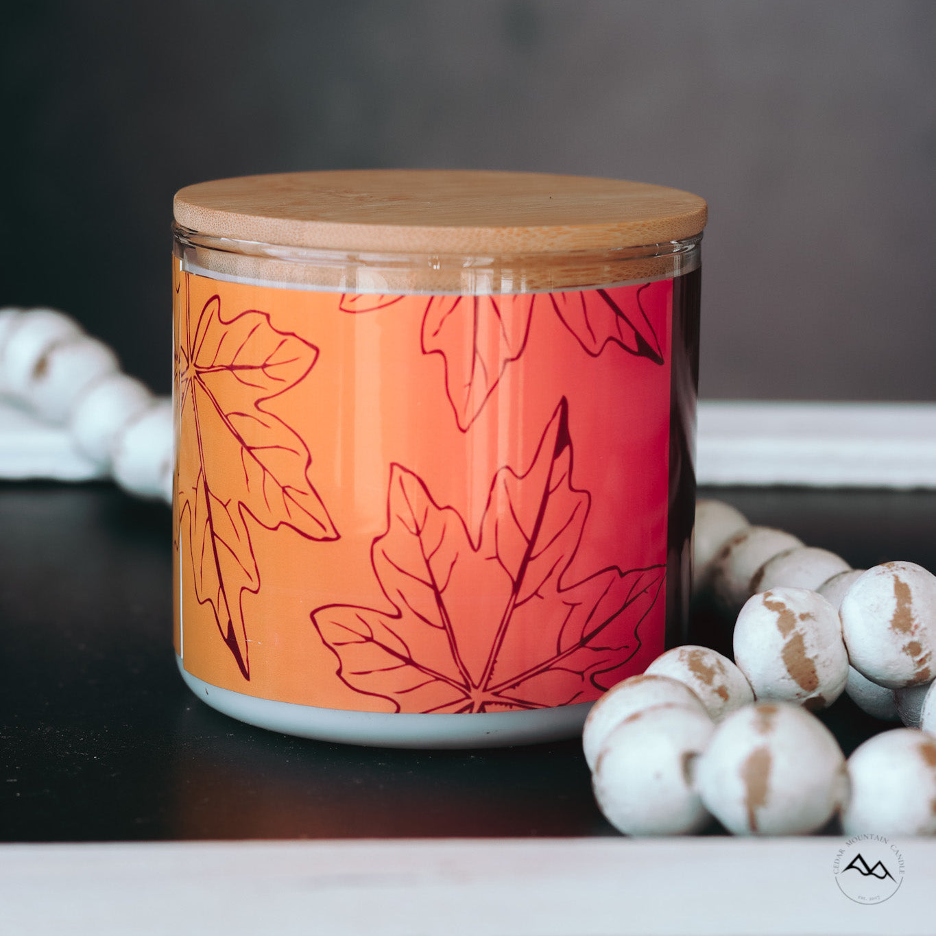 New Look! Autumn Leaves - 3 Wick Jar Candle - Wrap Around Label