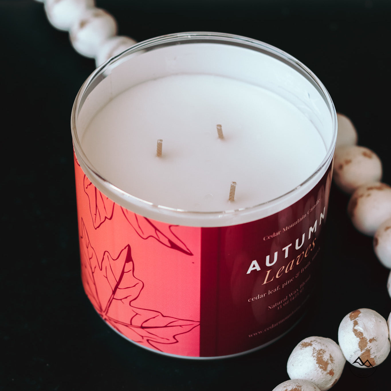 New Look! Autumn Leaves - 3 Wick Jar Candle - Wrap Around Label