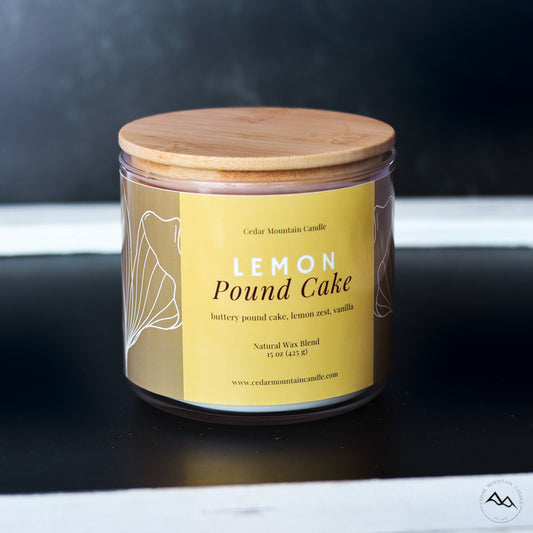 New Look! Lemon Pound Cake - 3 Wick Jar Candle - Wrap Around Label