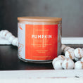 Load image into Gallery viewer, New Look! Pumpkin Soufflé - 3 Wick Jar Candle - Wrap Around Label
