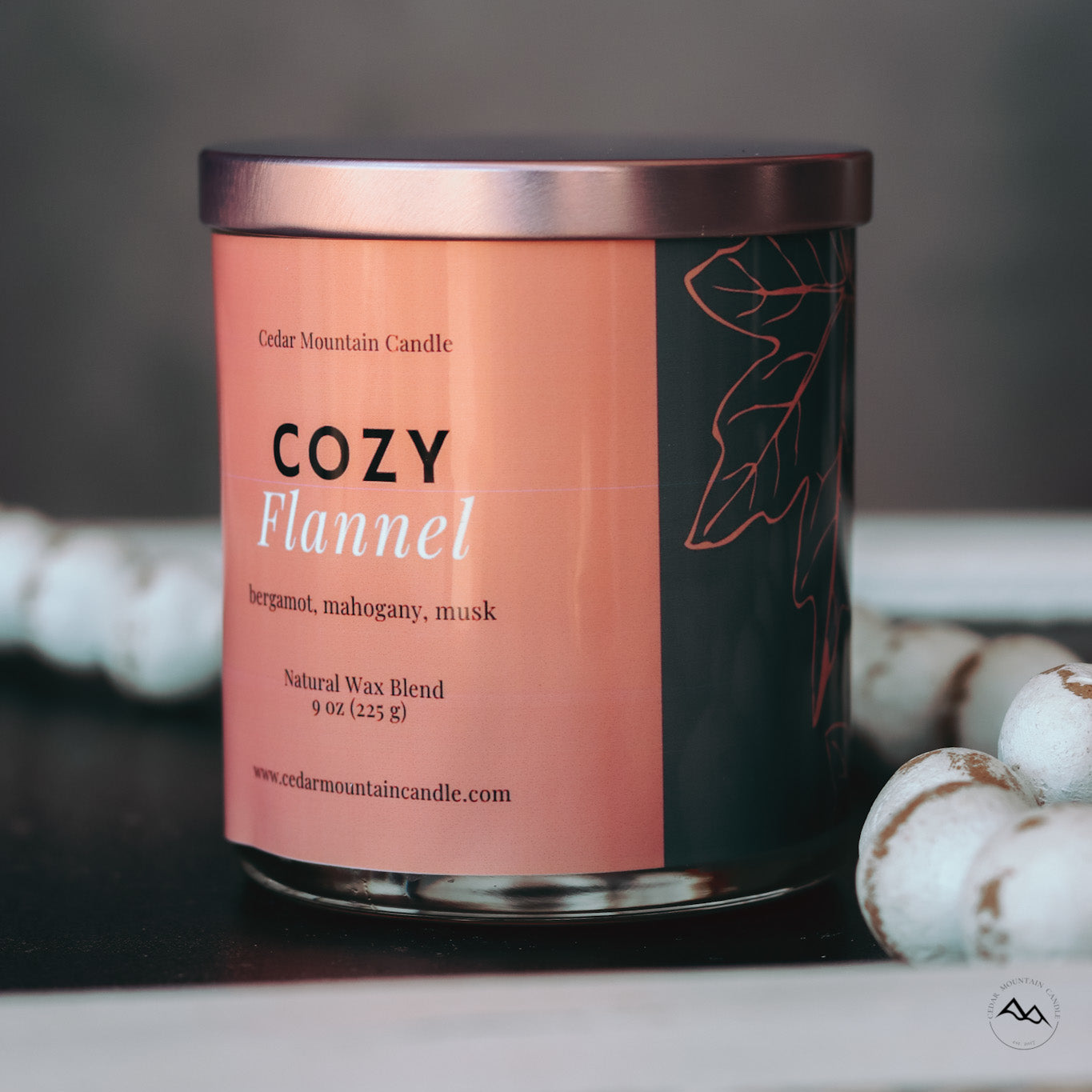 New Look! Cozy Flannel - 9 oz Whiskey Jar Candle - Wrap Around Label