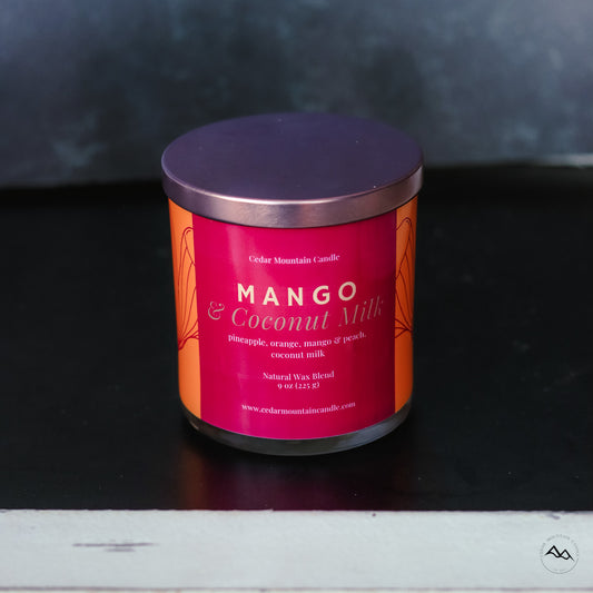 New Look! Mango & Coconut Milk - 9 oz Whiskey Jar Candle - Wrap Around Label