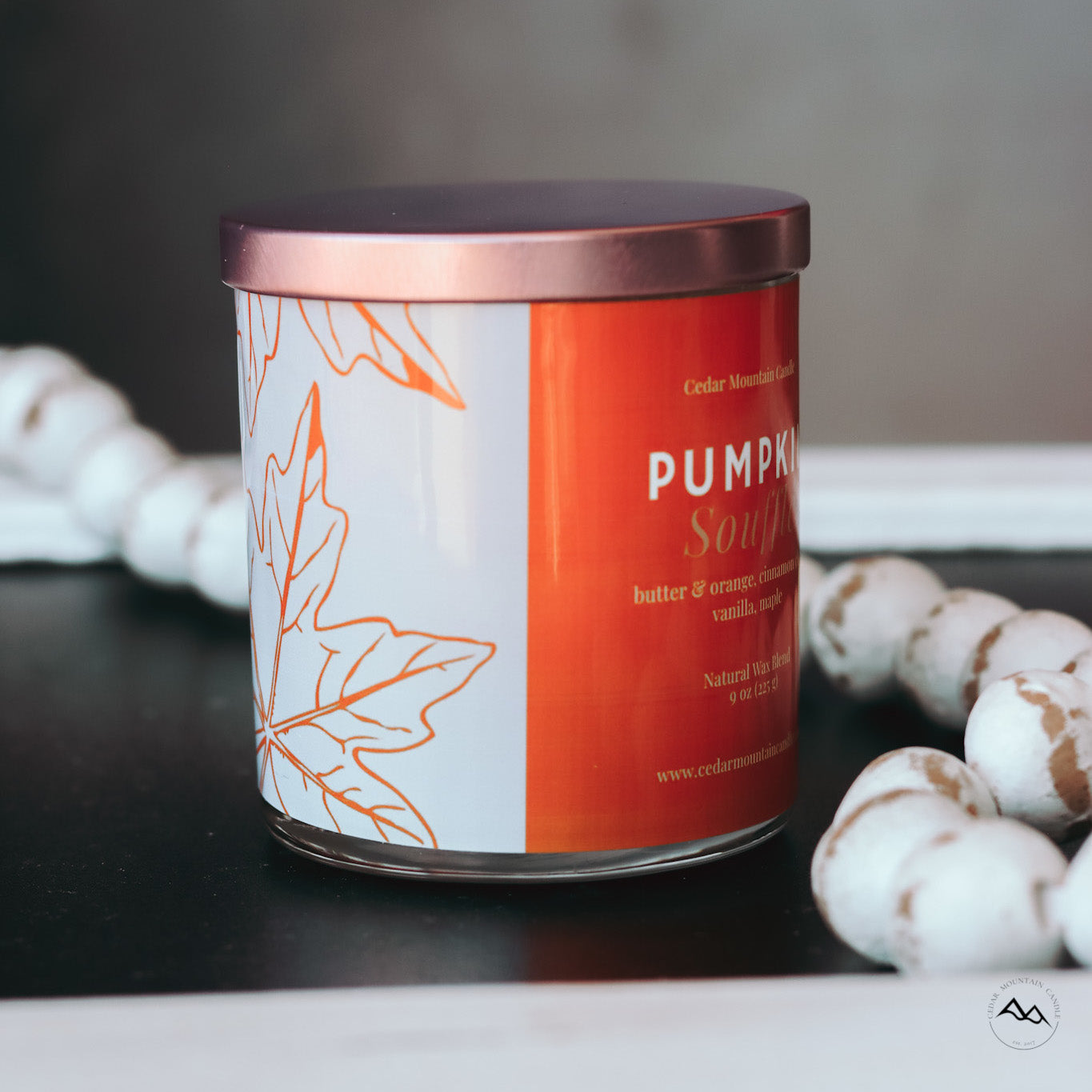 New Look! Pumpkin Soufflé - 9 oz Whiskey Jar Candle - Wrap Around Label