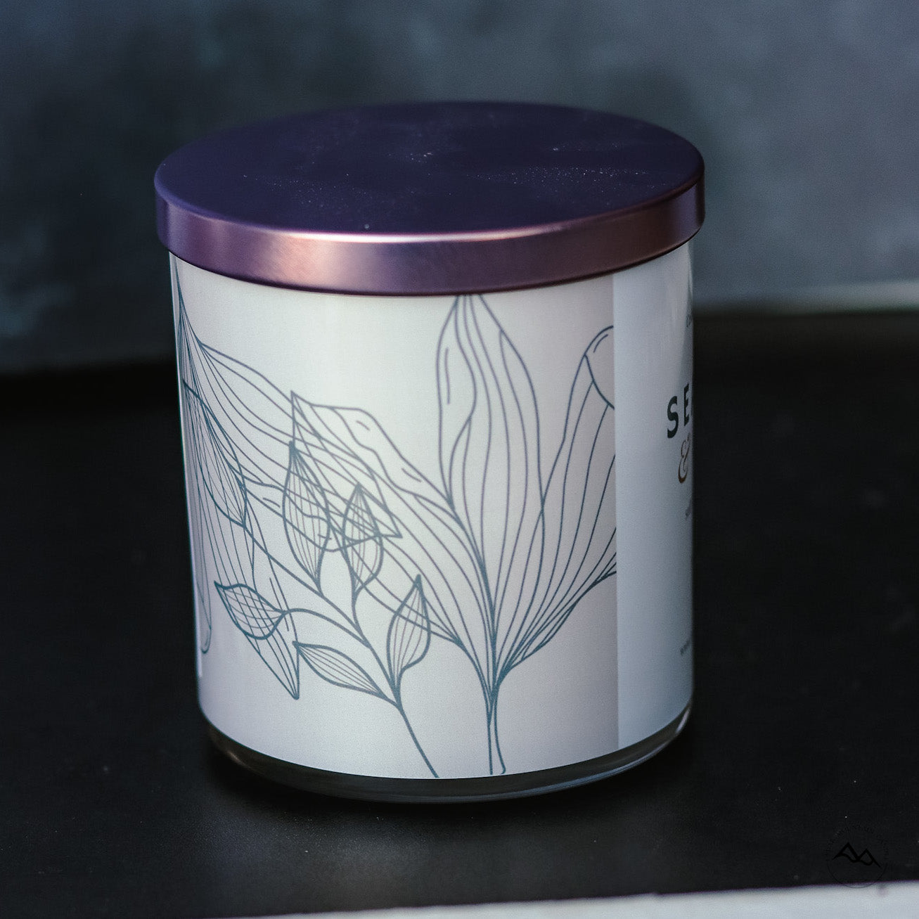 New Look! Sea Salt & Orchid - 9 oz Whiskey Jar Candle - Wrap Around Label