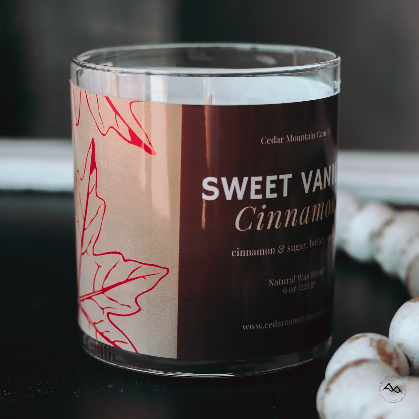 New Look! Sweet Vanilla Cinnamon - 9 oz Whiskey Jar Candle - Wrap Around Label