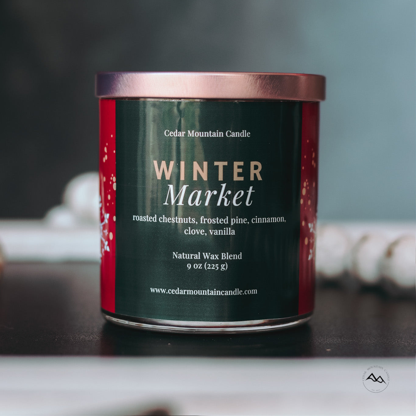 WINTER & HOLIDAY 9 oz Whiskey Jar Candle - Wrap Around Label