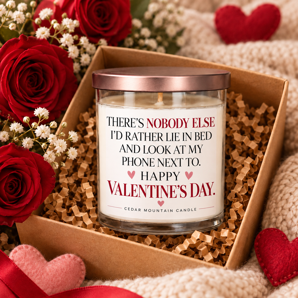 There's Nobody Else Valentine's Day 9 oz candle – gift presentation