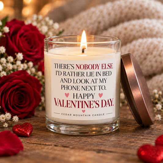 There's Nobody Else Valentine's Day 9 oz candle – lit lifestyle