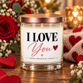 Load image into Gallery viewer, I Love You whiskey jar candle with rose gold lid
