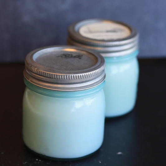 CLEARANCE 6.5 oz Blue Mason Jar Candle - Choose Your Scent