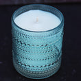 Load image into Gallery viewer, CLEARANCE Blue Hobnail Beaded Glass Soy Candle - Exotic Beach
