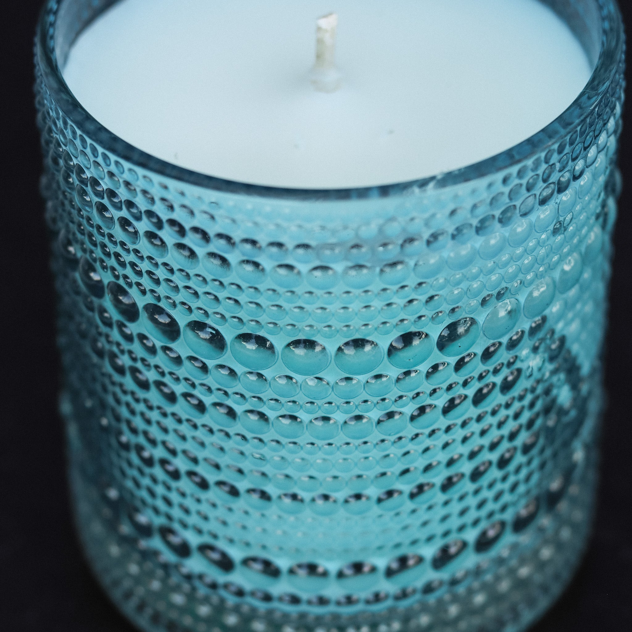 CLEARANCE Blue Hobnail Beaded Glass Soy Candle - Exotic Beach