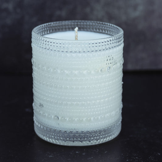 CLEARANCE Clear Hobnail Beaded Glass Soy Candle - Cascading Waterfall