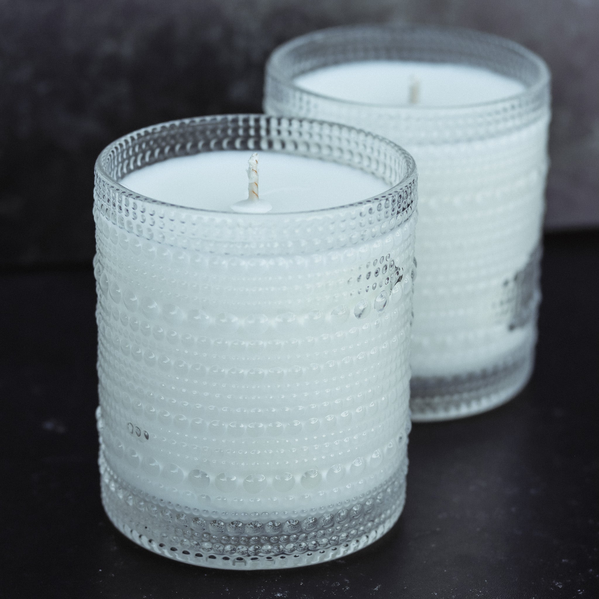 CLEARANCE Clear Hobnail Beaded Glass Soy Candle - Cascading Waterfall