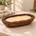 Load image into Gallery viewer, Unscented - 3 Wick Natural Wood Dough Bowl
