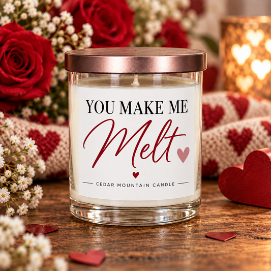 You Make Me Melt whiskey jar candle with rose gold lid