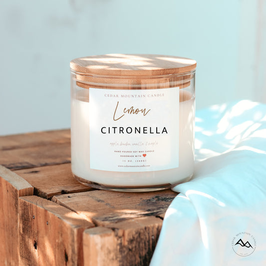 Lemon Citronella - Bamboo Lid 3 Wick Jar Candle