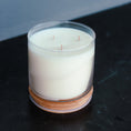 Load image into Gallery viewer, Cedar Mountain Candle white 3-wick soy wax candle in clear glass jar with bamboo lid, 15 oz
