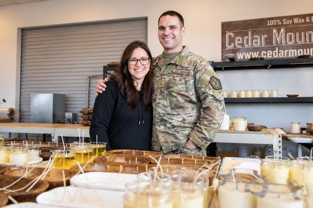 Cedar Mountain Candle founders Michelle and IV Workman in their candle workshop