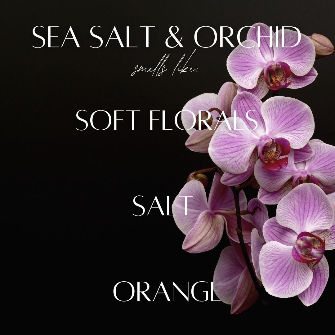 Cedar Mountain Candle Sea Salt & Orchid perfume oil with soft floral, salt, and orange notes. Limited Edition.