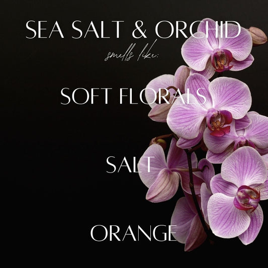 Cedar Mountain Candle Sea Salt & Orchid perfume oil with soft floral, salt, and orange notes. Limited Edition.