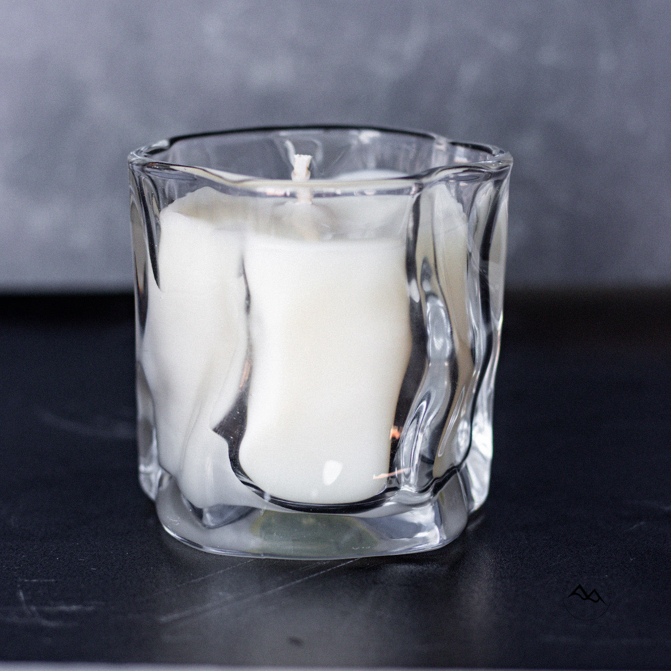 Clear Wave Shaped Glass Candle with Bamboo Lid - Choose Your Scent