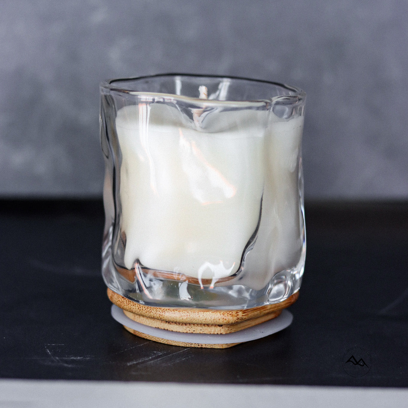 Clear Wave Shaped Glass Candle with Bamboo Lid - Choose Your Scent