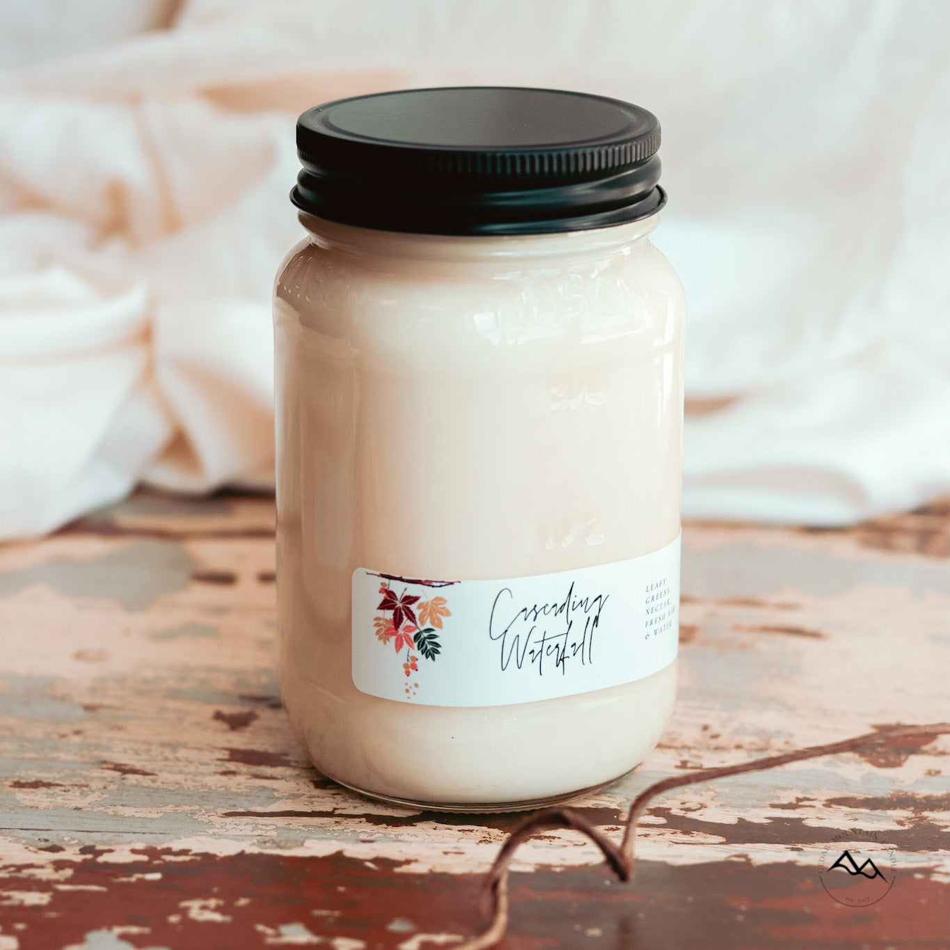 Fall Leaves Mason Jar Soy Candle - Choose Size and Scent