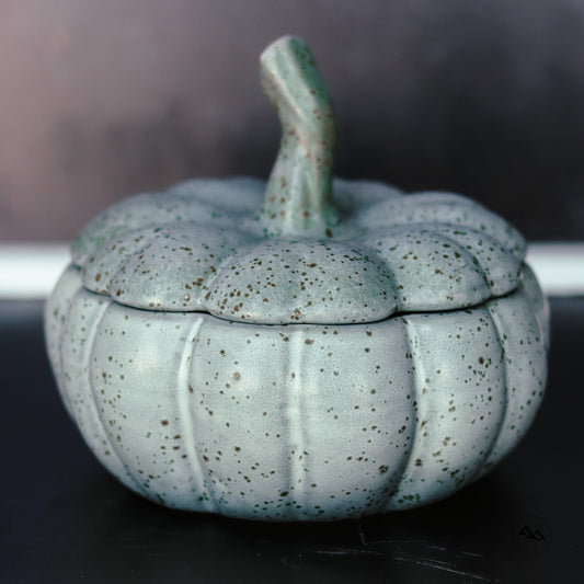 Green Ceramic Pumpkin Candle with Lid - Fall Scents