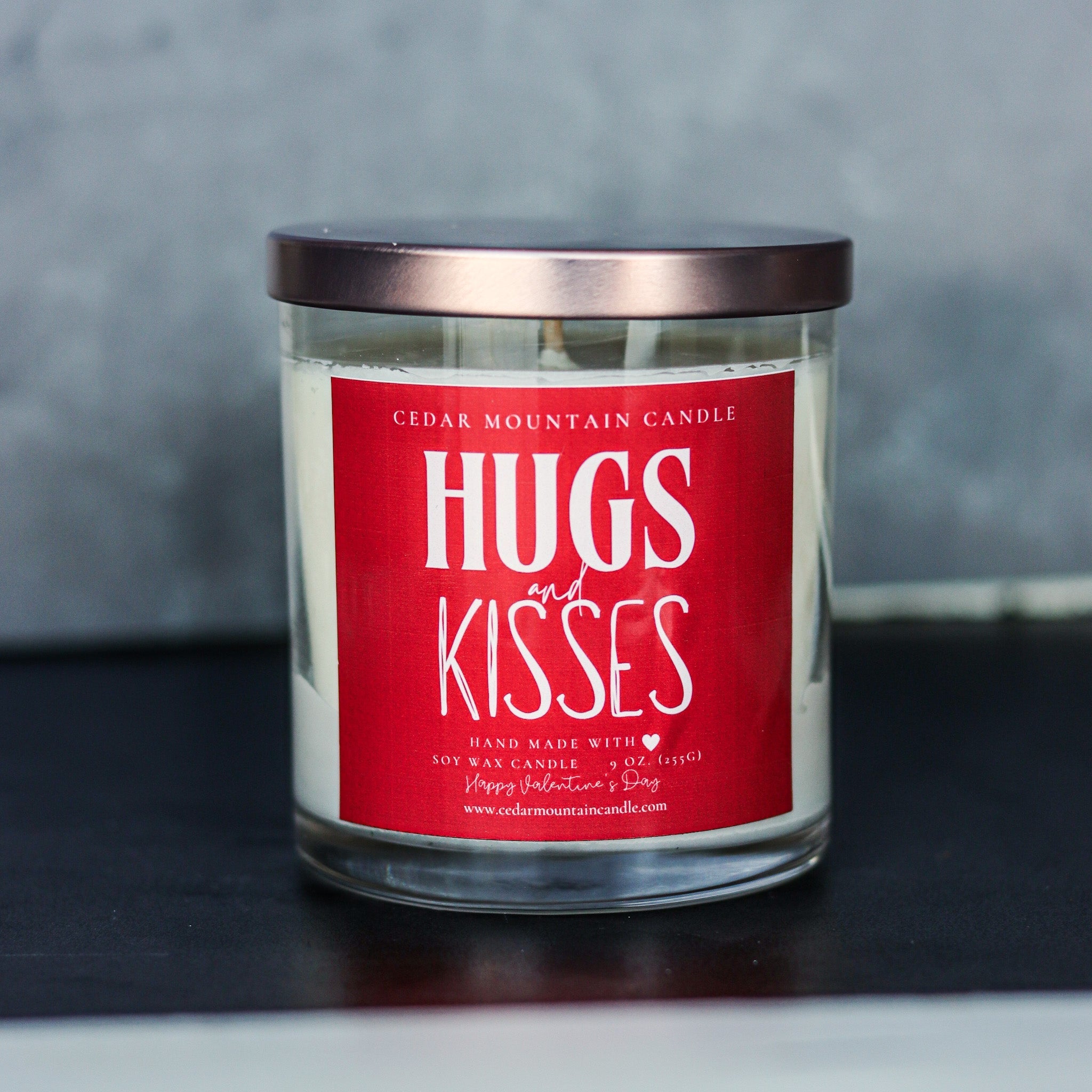Hugs & Kisses - Valentine's Day Soy Candle - 9 oz Whiskey Glass Jar - Choose Your Scent