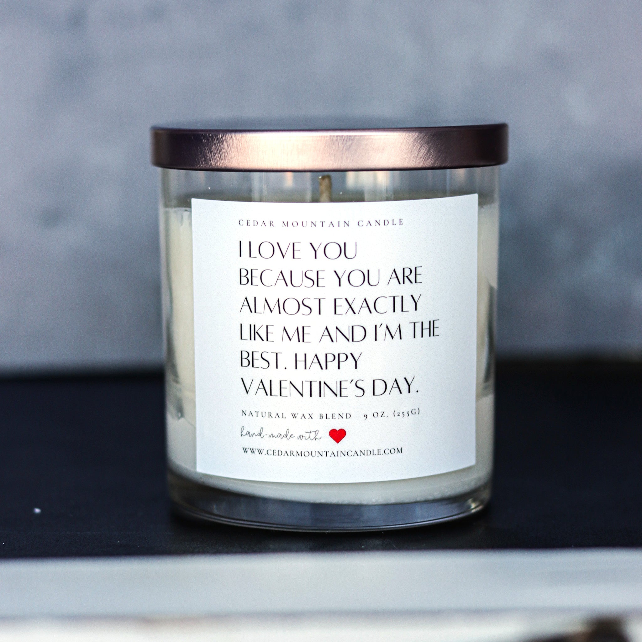"I love you because..." Valentine's Day 9 oz Whiskey Glass Jar Soy Candle - Choose Your Scent
