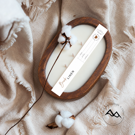 Beach Linen - 3 Wick Natural Wood Dough Bowl