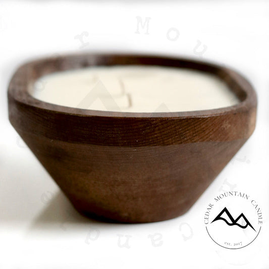 3 Wick Distressed White Natural Wood Dough Bowl