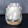 Load image into Gallery viewer, Iridescent Wave Shaped Glass Candle with Bamboo Lid - Choose Your Scent
