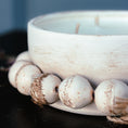Load image into Gallery viewer, 3 Wick Handmade Beaded Pottery Soy Candle with Tassel
